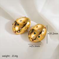 1 Pair Simple Style Classic Style Semicircle Round Inlay Stainless Steel Artificial Pearls Zircon 18K Gold Plated Ear Studs sku image 3