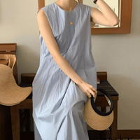 Women's Boho Dress Tea Dress Casual Vacation Simple Style Round Neck Sleeveless Solid Color Maxi Long Dress Daily Street main image 3
