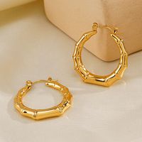1 Pair Simple Style Bamboo Joint Solid Color Plating 304 Stainless Steel 18K Gold Plated Earrings main image 4