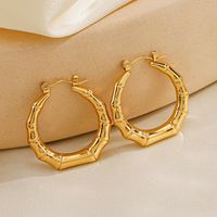 1 Pair Simple Style Bamboo Joint Solid Color Plating 304 Stainless Steel 18K Gold Plated Earrings main image 5