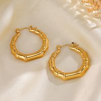 1 Pair Simple Style Bamboo Joint Solid Color Plating 304 Stainless Steel 18K Gold Plated Earrings main image 6