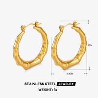 1 Pair Simple Style Bamboo Joint Solid Color Plating 304 Stainless Steel 18K Gold Plated Earrings main image 2