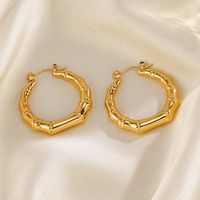 1 Pair Simple Style Bamboo Joint Solid Color Plating 304 Stainless Steel 18K Gold Plated Earrings main image 3