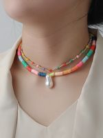 Hawaiian Vacation Beach Color Block Beaded Imitation Pearl Soft Clay Women's Necklace main image 6