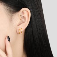 1 Pair Casual Elegant Modern Style Solid Color 304 Stainless Steel 18K Gold Plated Earrings main image 5