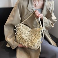 Women's Straw Solid Color Classic Style Weave Sewing Thread Flip Cover Crossbody Bag main image 5