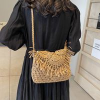 Women's Straw Solid Color Classic Style Weave Sewing Thread Flip Cover Crossbody Bag main image 7