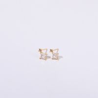 1 Pair Casual Simple Style Rhombus Inlay Titanium Steel Birthstone 18K Gold Plated Ear Studs sku image 4