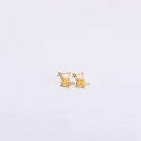 1 Pair Casual Simple Style Rhombus Inlay Titanium Steel Birthstone 18K Gold Plated Ear Studs sku image 11