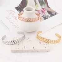 Stainless Steel 18K Gold Plated Rose Gold Plated Elegant Punk Shiny Leaves Hollow Out Bangle main image 7