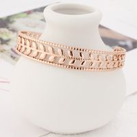 Stainless Steel 18K Gold Plated Rose Gold Plated Elegant Punk Shiny Leaves Hollow Out Bangle sku image 3