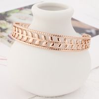 Stainless Steel 18K Gold Plated Rose Gold Plated Elegant Punk Shiny Leaves Hollow Out Bangle main image 5