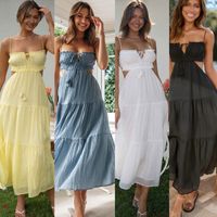 Women's Strap Dress Elegant Strap Sleeveless Solid Color Maxi Long Dress Daily main image 1