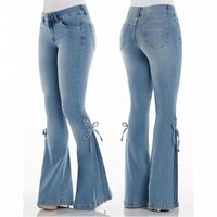 Women's Daily Streetwear Solid Color Full Length Washed Flared Pants Jeans main image 5