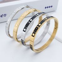 Stainless Steel 18K Gold Plated Rose Gold Plated Tropical Simple Style Roman Style Star Moon Bangle main image 3