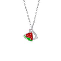 Titanium Steel Copper Sweet Watermelon Inlaid Zircon Pendant Necklace main image 1