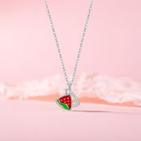 Titanium Steel Copper Sweet Watermelon Inlaid Zircon Pendant Necklace main image 2