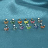 1 Piece Sweet Butterfly Enamel Stainless Steel Plastic Ear Studs main image 4