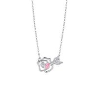 Titanium Steel Copper White Gold Plated Sweet Heart Shape Inlaid Zircon Pendant Necklace main image 1