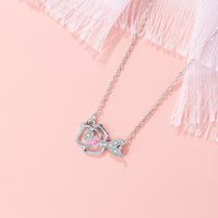 Titanium Steel Copper White Gold Plated Sweet Heart Shape Inlaid Zircon Pendant Necklace main image 4