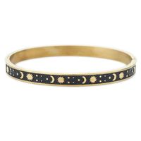 Stainless Steel 18K Gold Plated Rose Gold Plated Tropical Simple Style Roman Style Star Moon Bangle main image 9