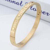 Stainless Steel 18K Gold Plated Rose Gold Plated Tropical Simple Style Roman Style Star Moon Bangle sku image 3