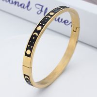 Stainless Steel 18K Gold Plated Rose Gold Plated Tropical Simple Style Roman Style Star Moon Bangle sku image 4