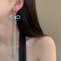 1 Pair Elegant Bow Knot Rhinestone Drop Earrings main image 5