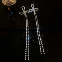 1 Pair Elegant Bow Knot Rhinestone Drop Earrings main image 3
