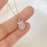 Sterling Silver Simple Style Classic Style Fruit Inlay Zircon Pendant Necklace main image 4