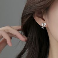 Simple Style Classic Style Bow Knot Sterling Silver Inlay Zircon Women's Earrings Necklace main image 5