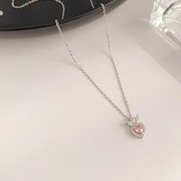 Sterling Silver Simple Style Classic Style Fruit Inlay Zircon Pendant Necklace sku image 1