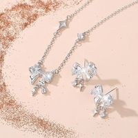 Simple Style Classic Style Bow Knot Sterling Silver Inlay Zircon Women's Earrings Necklace main image 1