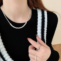 Einfacher Stil Klassischer Stil Einfarbig Sterling Silber Perlen Frau Ringe Armbänder Halskette main image 3