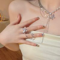 Simple Style Bow Knot Alloy Inlay Zircon Women's Rings Necklace main image 1