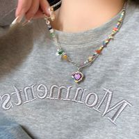 Simple Style Classic Style Butterfly Alloy Beaded Women's Layered Necklaces main image 5