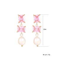 1 Pair Sweet Oval Water Droplets Rhombus Plating Inlay Stainless Steel Artificial Crystal Artificial Crystal Gold Plated Drop Earrings main image 3