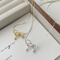 Sterling Silver Simple Style Classic Style Bow Knot Plating Pendant Necklace main image 5