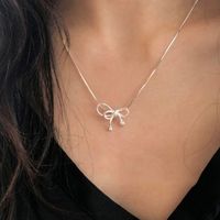 Sterling Silver Simple Style Classic Style Bow Knot Plating Pendant Necklace main image 1