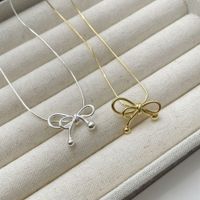 Sterling Silver Simple Style Classic Style Bow Knot Plating Pendant Necklace main image 3