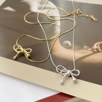 Sterling Silver Simple Style Classic Style Bow Knot Plating Pendant Necklace main image 4