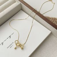Sterling Silver Simple Style Classic Style Bow Knot Plating Pendant Necklace sku image 1