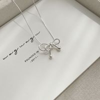 Sterling Silver Simple Style Classic Style Bow Knot Plating Pendant Necklace sku image 2
