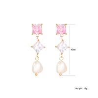 1 Pair Sweet Oval Water Droplets Rhombus Plating Inlay Stainless Steel Artificial Crystal Artificial Crystal Gold Plated Drop Earrings main image 5