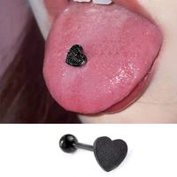 1 Piece Tongue Rings Romantic Sweet Heart Shape Stainless Steel Tongue Nail main image 3