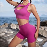 Des Sports Couleur Unie Nylon Col Irrégulier Survêtement Gilet Shorts Leggings main image 6