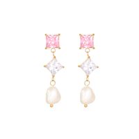 1 Pair Sweet Oval Water Droplets Rhombus Plating Inlay Stainless Steel Artificial Crystal Artificial Crystal Gold Plated Drop Earrings sku image 1