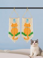 1 Pair Cute Bohemian Cat Beaded Tassel Seed Bead Drop Earrings main image 1
