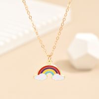 Simple Style Doctoral Cap Letter Rainbow Alloy Enamel Plating Women's Pendant Necklace sku image 5