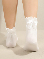Women's Sweet Solid Color Bow Knot Polyester Crew Socks A Pair sku image 5